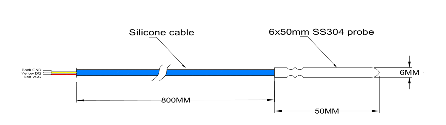 Waterproof DS18B20 Temperature Sensor with Silicone Cable