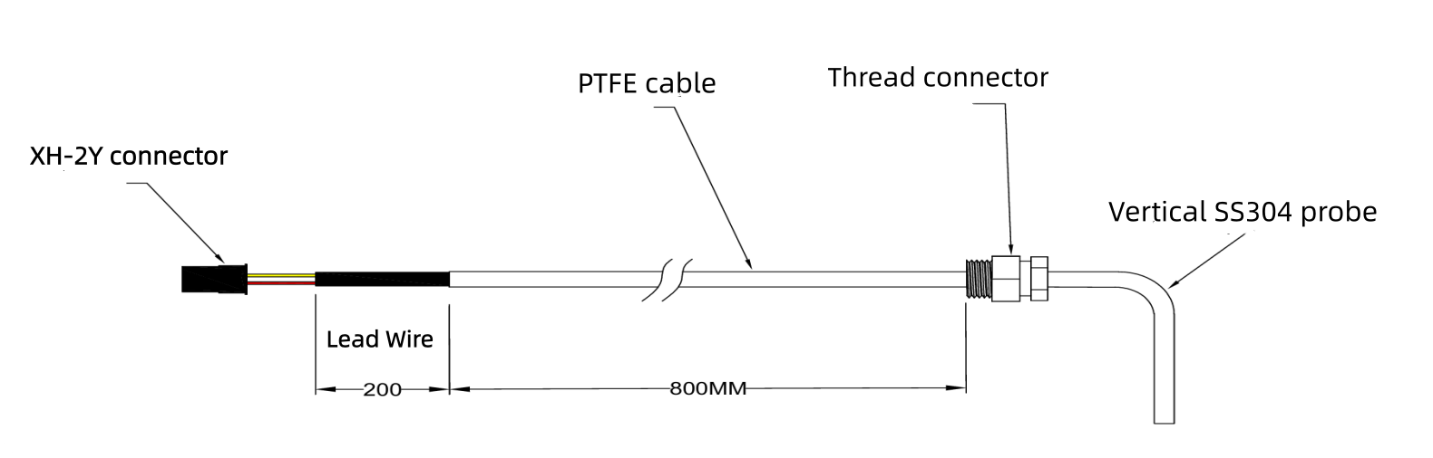 2-Wire PT100 RTD Temperature Probe with Vertical Threaded Housing