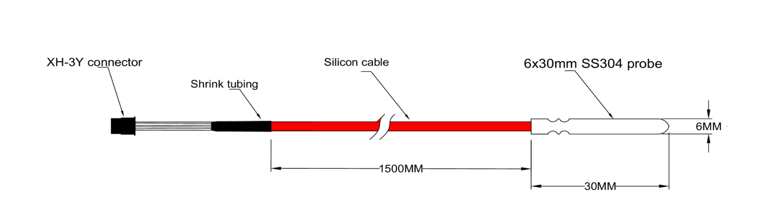 DS18B20 Temperature Sensor with Silicone Cable & XH-3Y Connector