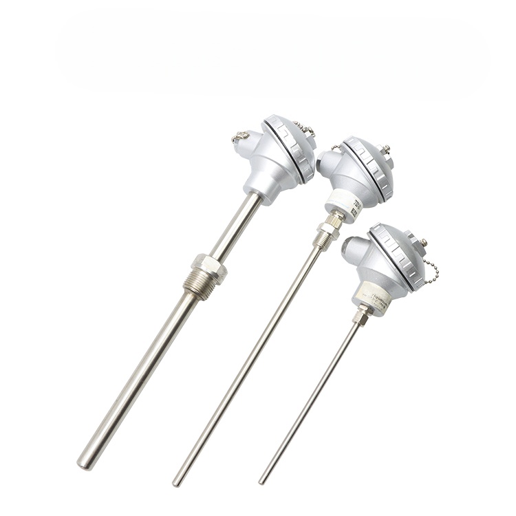 PT100 Head-mounted Temperature Sensor with Terminal Head & Threaded Mount