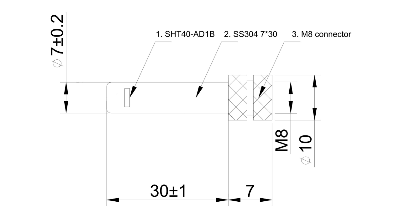 SHT40 Temperature & Humidity Sensor with M8 Female Connector