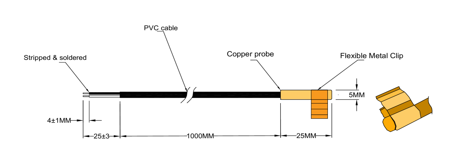 NTC 5kΩ Temperature Sensor for HVAC Systems with copper probe
