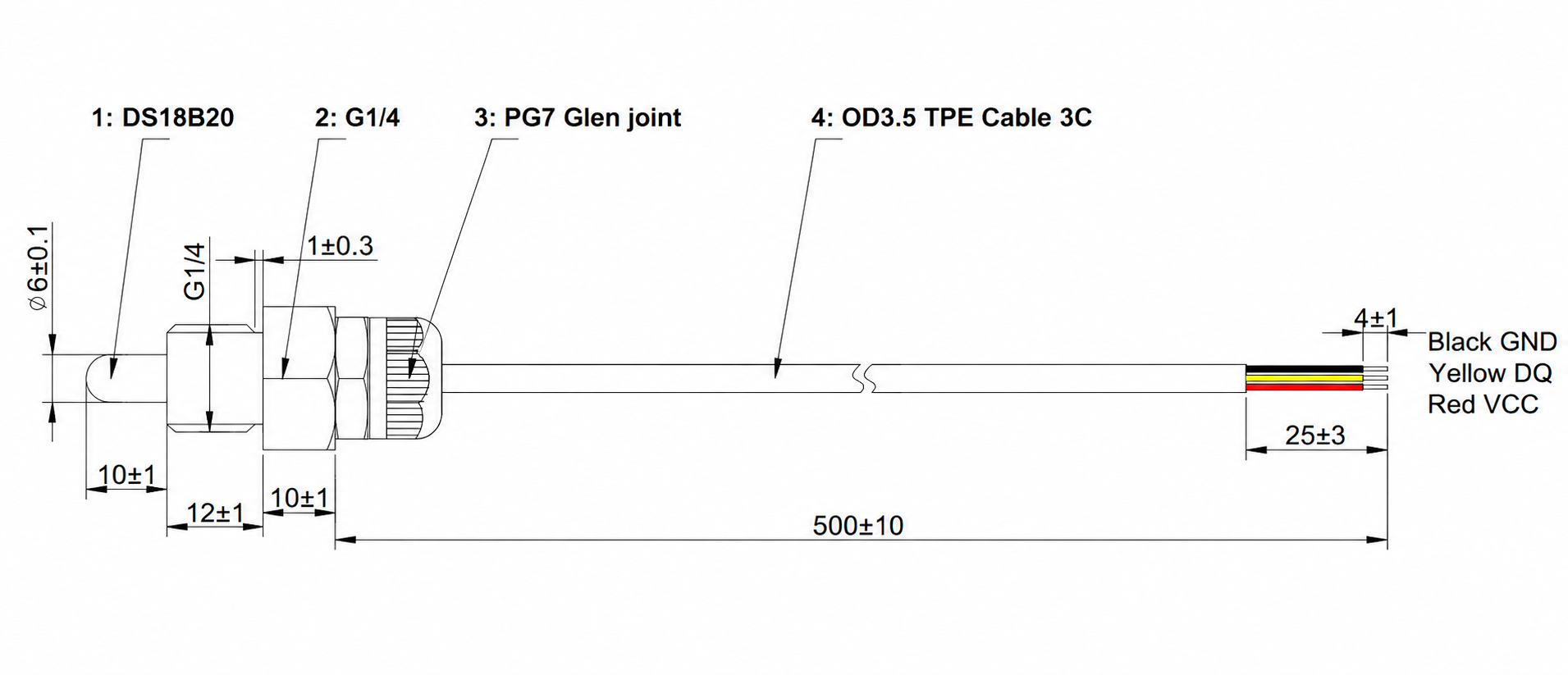 Custom Threaded DS18B20 Temperature Sensor Probe for Industrial Use