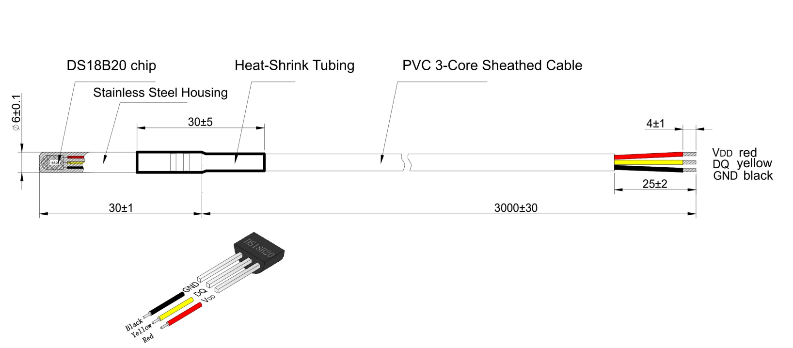 Maxim Digital DS18B20 Temperature Probe