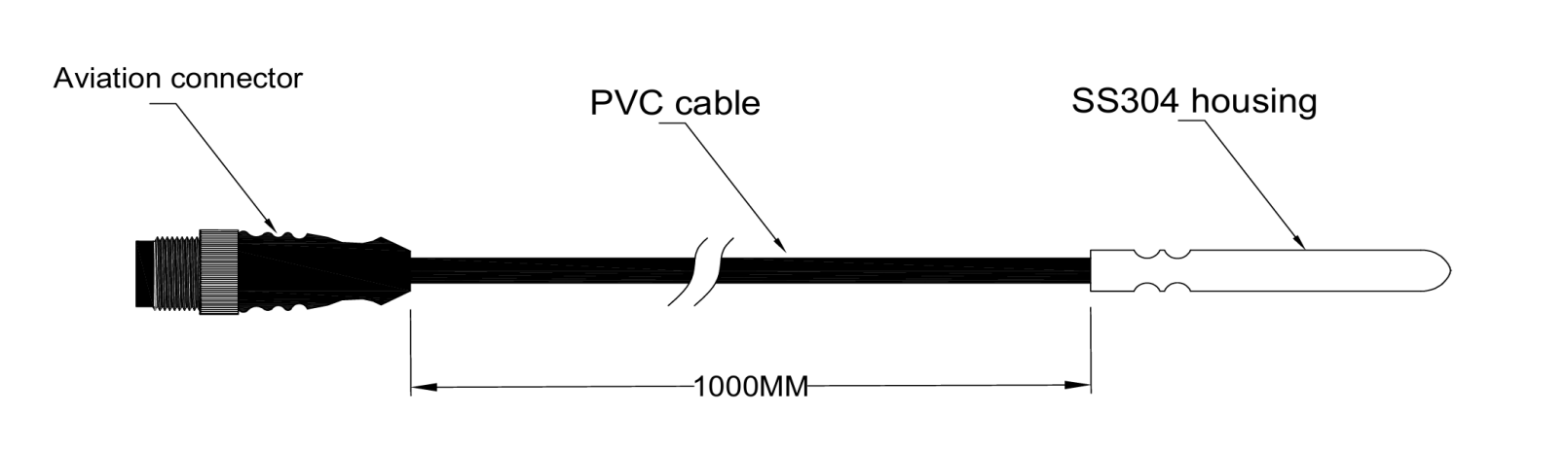 PT1000 Temperature Sensor with Aviation Connector
